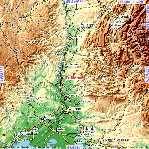 Topographic map of Taulignan