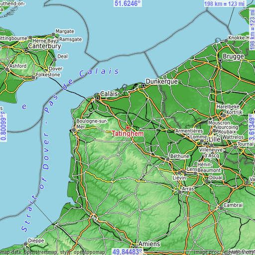 Topographic map of Tatinghem