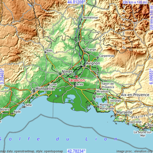 Topographic map of Tarascon