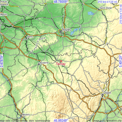 Topographic map of Tanlay