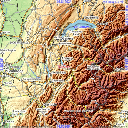 Topographic map of Talloires