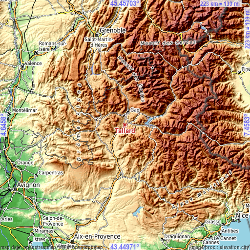 Topographic map of Tallard