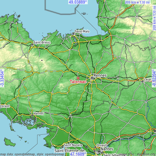 Topographic map of Talensac