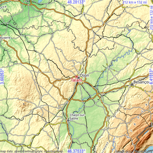 Topographic map of Talant