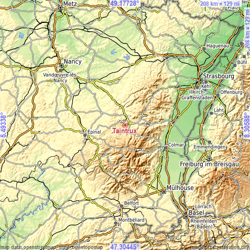 Topographic map of Taintrux