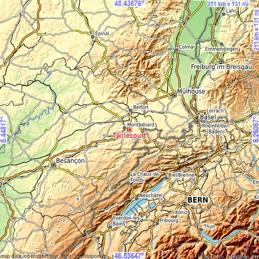 Topographic map of Taillecourt