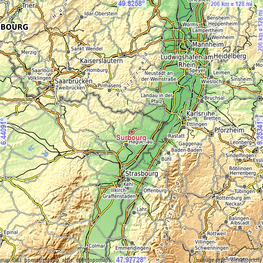 Topographic map of Surbourg