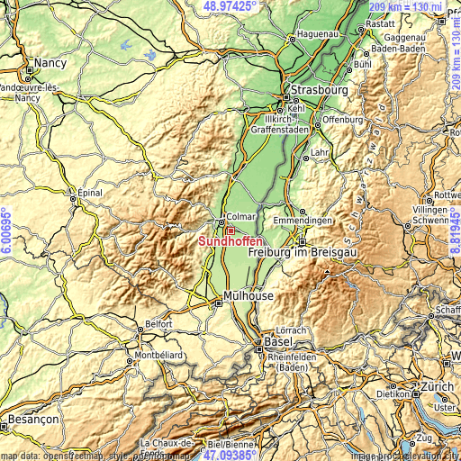 Topographic map of Sundhoffen