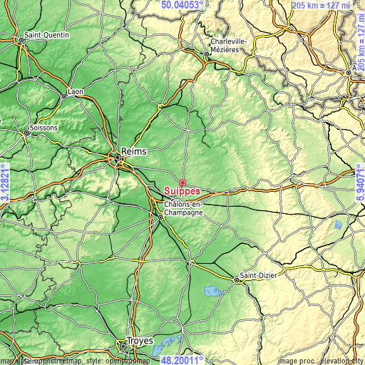 Topographic map of Suippes