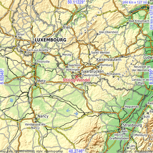 Topographic map of Stiring-Wendel