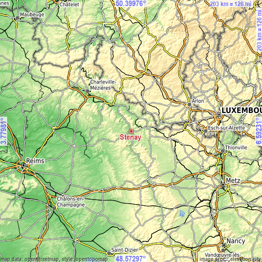 Topographic map of Stenay