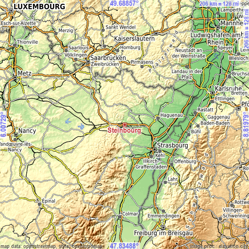 Topographic map of Steinbourg