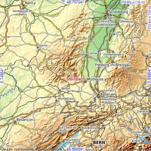 Topographic map of Steinbach