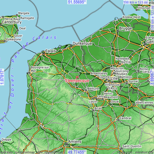 Topographic map of Steenbecque