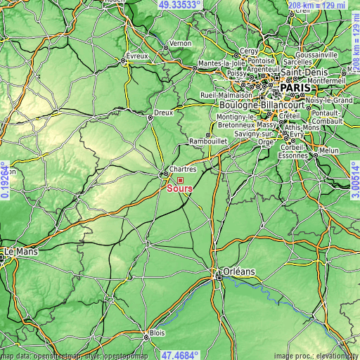 Topographic map of Sours