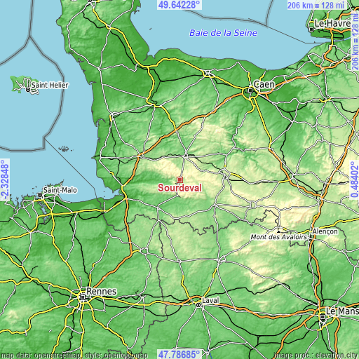 Topographic map of Sourdeval