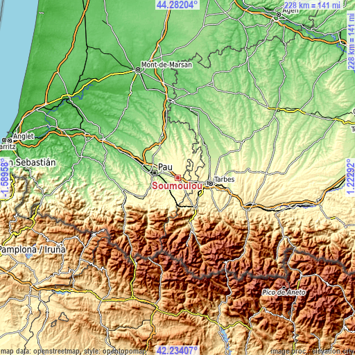 Topographic map of Soumoulou