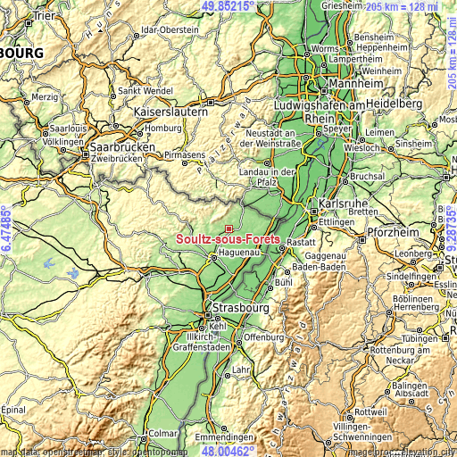 Topographic map of Soultz-sous-Forêts