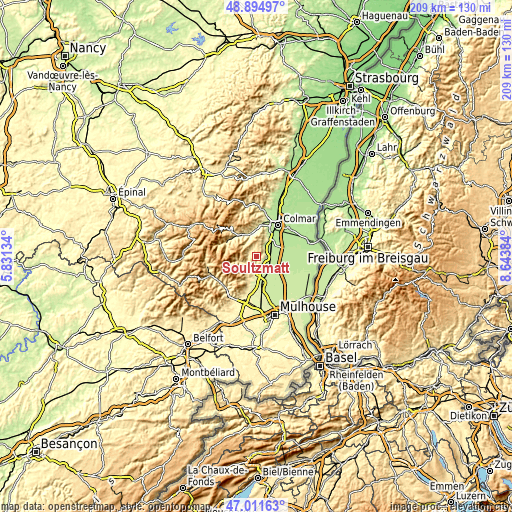 Topographic map of Soultzmatt