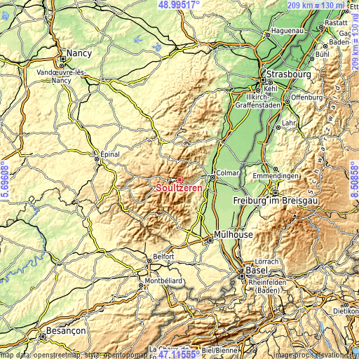 Topographic map of Soultzeren