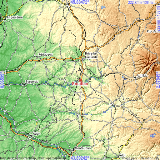 Topographic map of Souillac