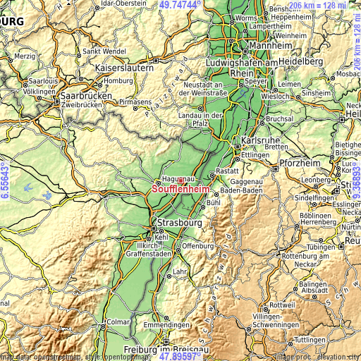 Topographic map of Soufflenheim