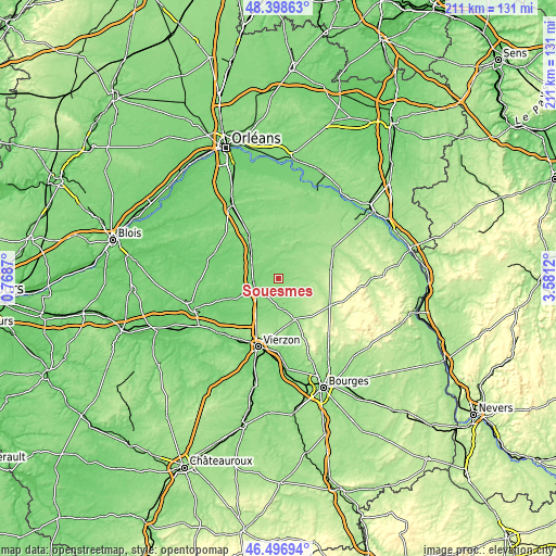 Topographic map of Souesmes