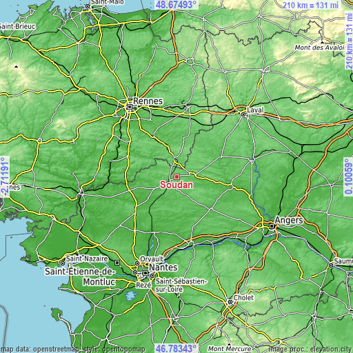 Topographic map of Soudan