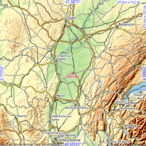 Topographic map of Sornay