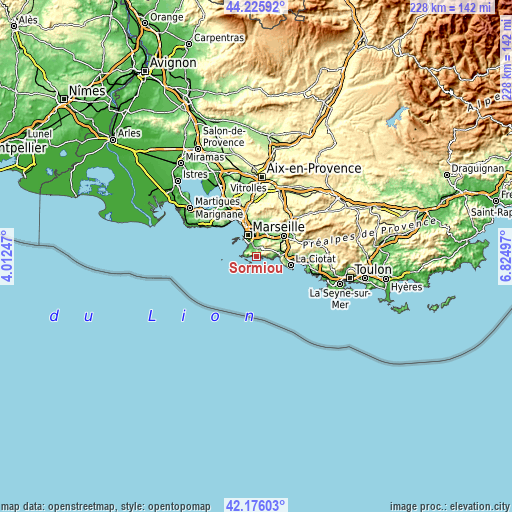 Topographic map of Sormiou