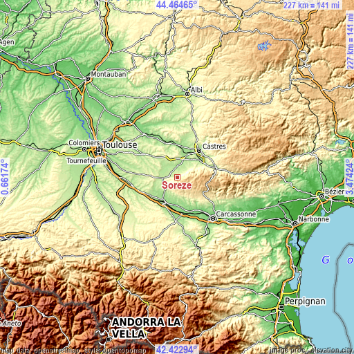 Topographic map of Sorèze