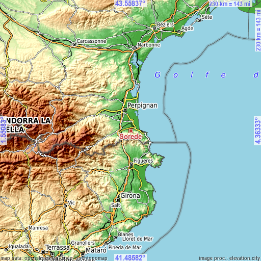 Topographic map of Sorède