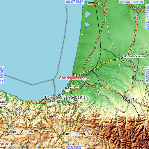 Topographic map of Soorts-Hossegor