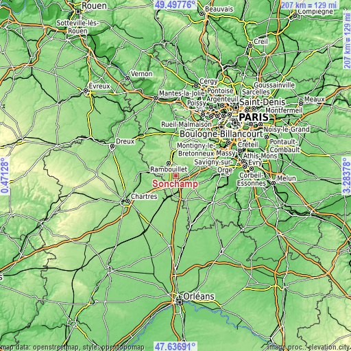 Topographic map of Sonchamp