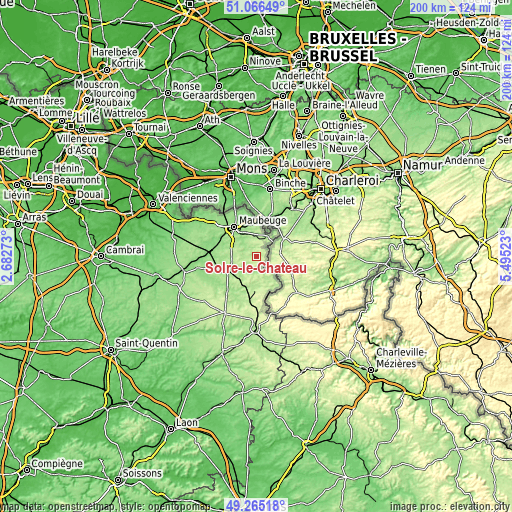 Topographic map of Solre-le-Château