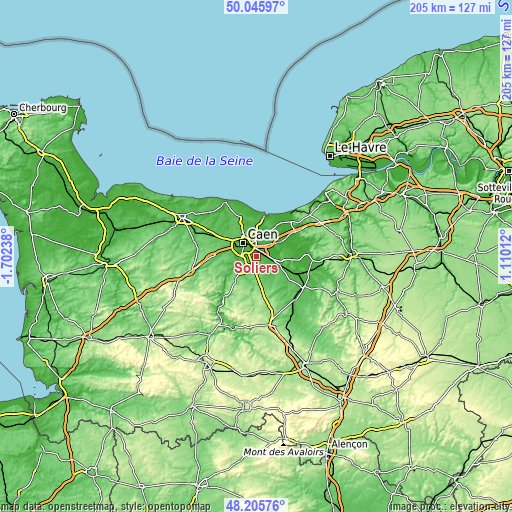 Topographic map of Soliers