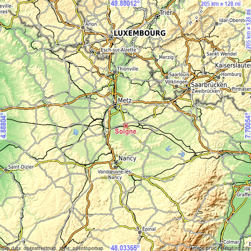 Topographic map of Solgne