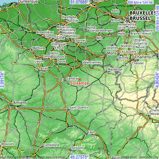 Topographic map of Solesmes