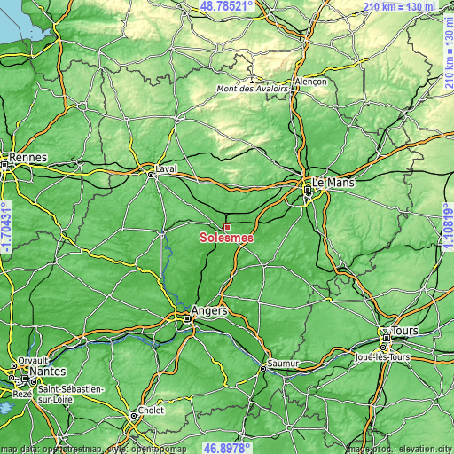 Topographic map of Solesmes