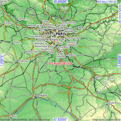 Topographic map of Soisy-sur-École