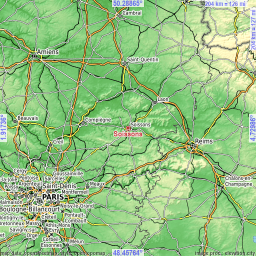 Topographic map of Soissons