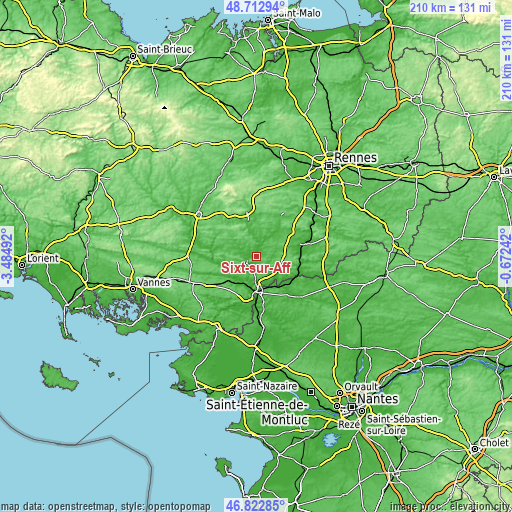 Topographic map of Sixt-sur-Aff