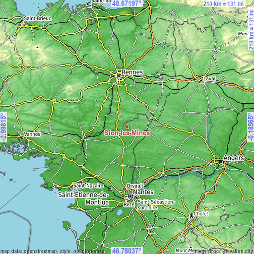 Topographic map of Sion-les-Mines