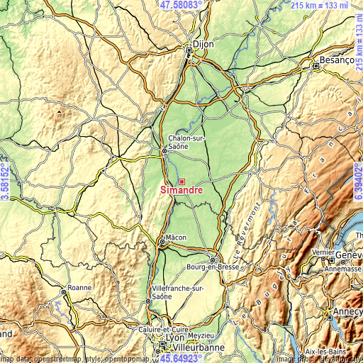 Topographic map of Simandre