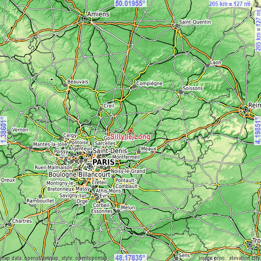 Topographic map of Silly-le-Long