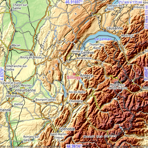 Topographic map of Sillingy
