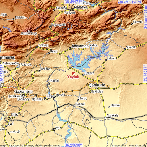 Topographic map of Yaylak