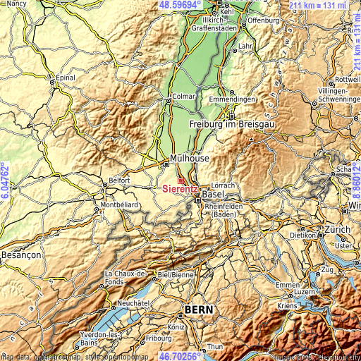 Topographic map of Sierentz