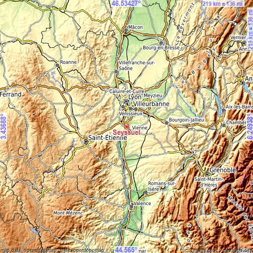 Topographic map of Seyssuel