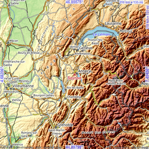 Topographic map of Seynod
